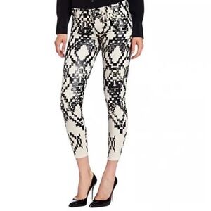 7 For All Mankind Cream and Black Patterned Jeans NWOT